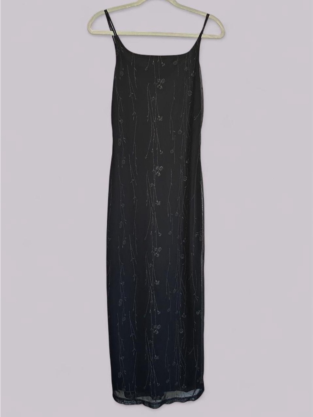 Vintage 90s Alyn Paige Black Floral Grunge Maxi Dress